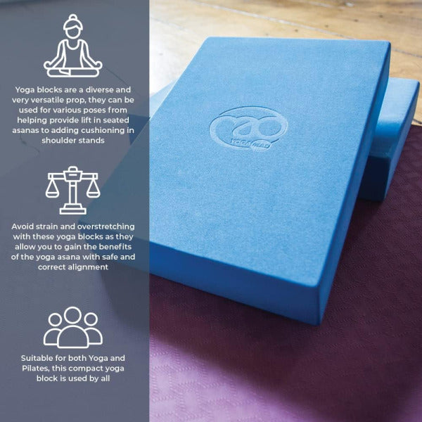 Fitness Mad Yoga Block - Blue - Pack of 2