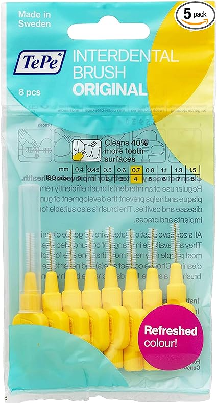 TePe Interdental Brush Yellow 0.70mm- Pack of 5