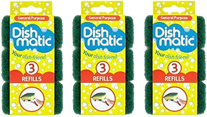 Dishmatic Spare Heads Green General Purpose- Pack of 3